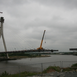 200 ton liebherr working on suir bridge 